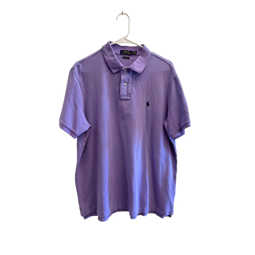 Polo Ralph Lauren Men's Large Classic Fit Purple Cotton Mesh Pique Polo Shirt